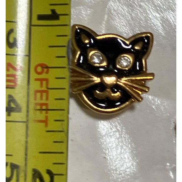 Avon Halloween Black Cat Enamel  Rhinestone Stud Earrings - Picture 8 of 12
